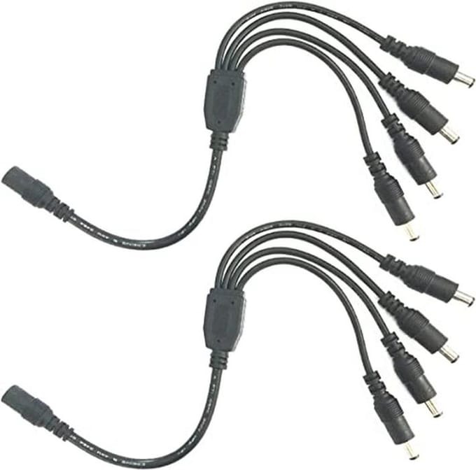 DC Splitter Kabel 5,5 mm x 2,1 mm voor LED Strip en CCTV Camera - 1 naar 4 Aansluiting