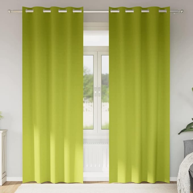 vidaXL - Blackout - Gordijnen - met - Ringen - 2 - st - Groen - 245 - x - 140 - cm - Polyester