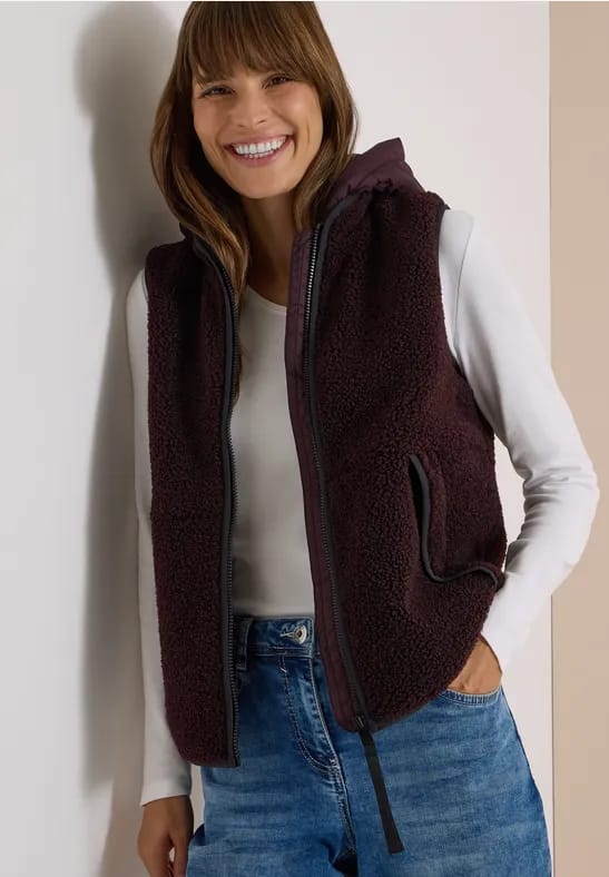 Teddy gilet met afneembare capuchon