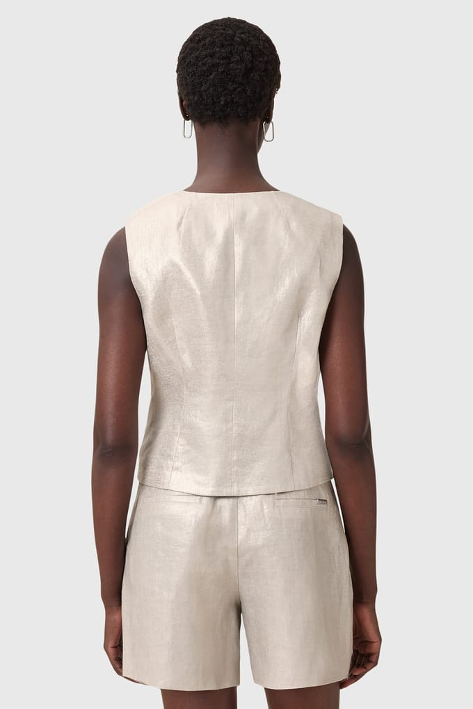 AllSaints Averie Waistcoat Silver Grey Maat: 2 | Gilets Outlet | Dames | Zilver