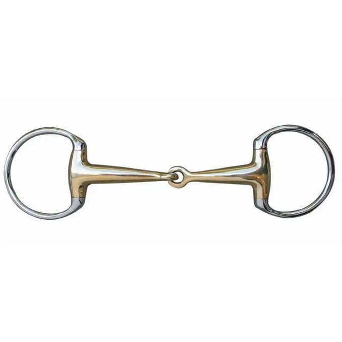 Mors olijf voor paard maillechort en RVS ringen HKM 16 mm