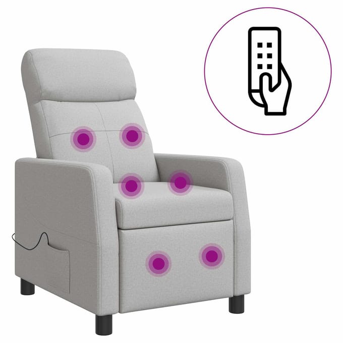 vidaXL - Massage - Relaxstoel - Wolkgrijs - Stof