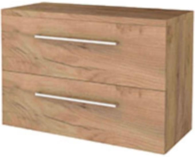 Basic-Line Start 46 Badkamermeubelset - 100 x 46 cm - Met Grepen - 2 Lades - Wastafelblad - Whisky Oak