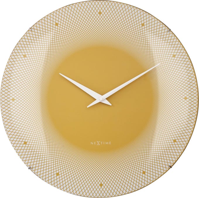 NeXtime Deep 50 – Grote Wandklok – 50 cm – Koepelvormig Glas – Geel – Stil