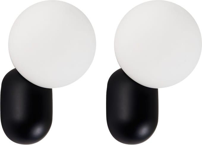 HELME - Wandlamp set van 2 - Zwart - Opaalglas