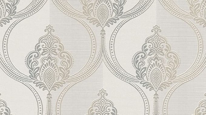 barok behang Erismann Serail beige taupe zilver 6803-37