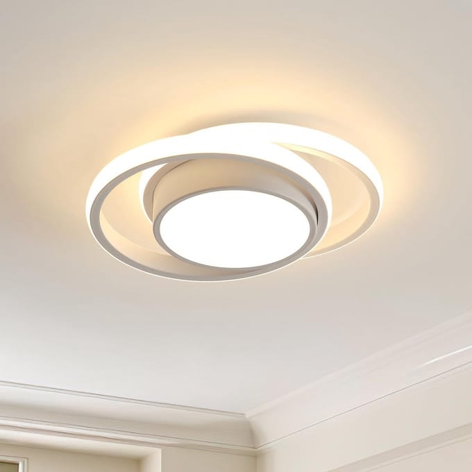 Haobosic Dubbele Cirkel Aluminium - Plafondlamp - Wit - Ø27cm - 36W 3000K