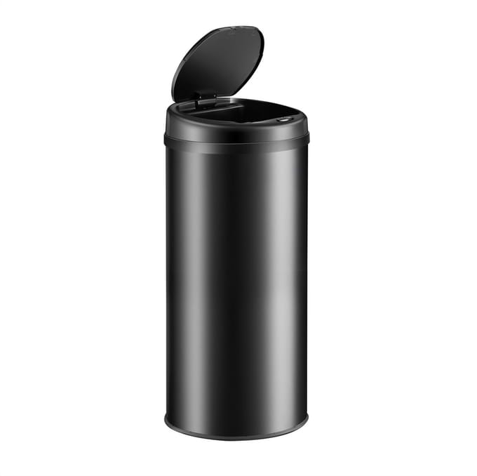 Monzana Prullenbak - Automatisch Rond 30L 30x53cm Display Sensor - Zilver