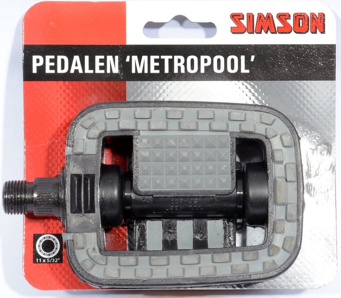 Simson Pedalen met antislip en reflectoren voor stads- en E-bikes - zwart - set van 2