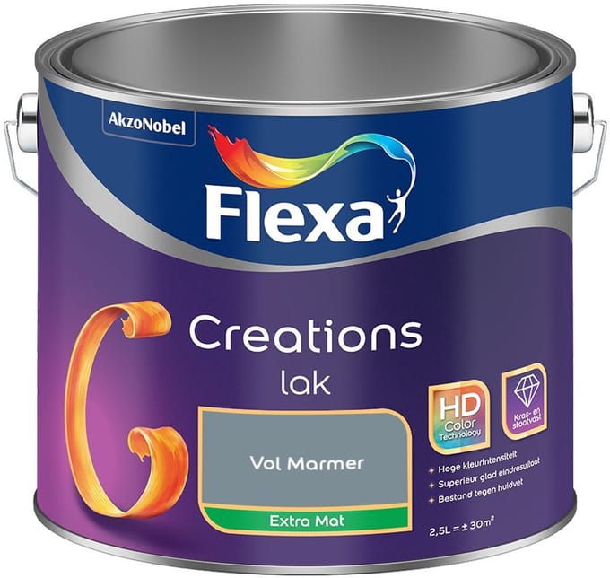 Flexa - Creations Lak Extra Mat - Vol Marmer - Mengverf - 2,5 L