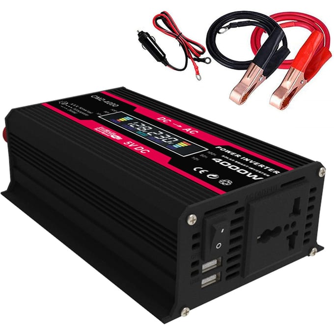 Onduleur à onde sinusoïdale modifiée, puissance de pointe, affichage LED, puissance nominale 300W, 12V DC à AC 220V noir