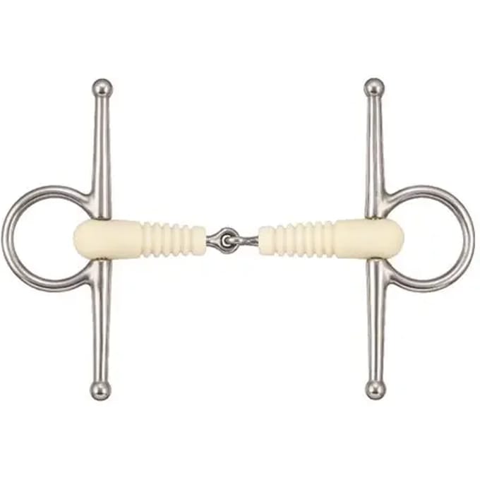 Enkelgebroken bit voor paarden Soyo Happy mouth "ribbed"