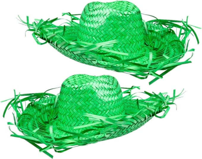 Set van 2x stuks groene Tropische Hawaii thema strohoed met grote rand - Dames hoed