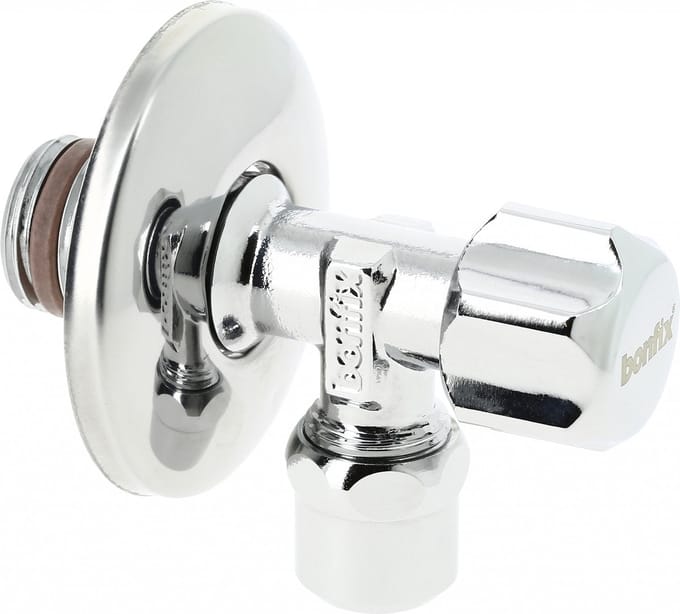 Bonfix Hoekstopkraan chroom met roset 3/8inch x 10mm knel buitendraad FR