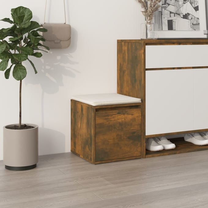 vidaXL - Opbergbox - met - lade - 40,5x40x40 - cm - bewerkt - hout - gerookt - eiken