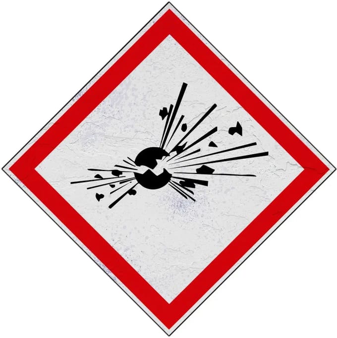 GHS01 explosieve stoffen bord | Forex Re materiaal | 10 x 10 cm
