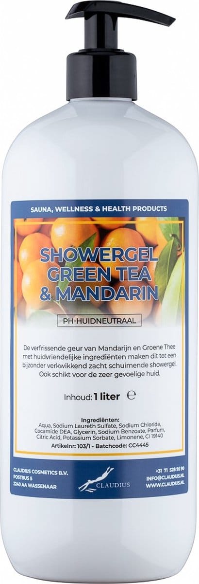 Douchegel Green Tea & Mandarin 1 liter - met gratis pomp - Showergel