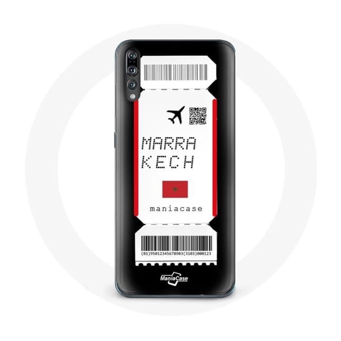 Coque - Huawei - P20 - Souple - Noir - Billet d'avion Marrakech Maroc