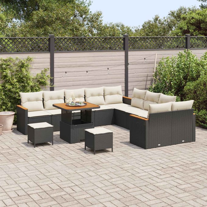 vidaXL - Tuinbank - Set - 13 - st - Zwart - poly - rattan
