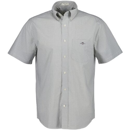 Gant Overhemd Classic Poplin Gingham Check Button-Down Pewter Grey / male