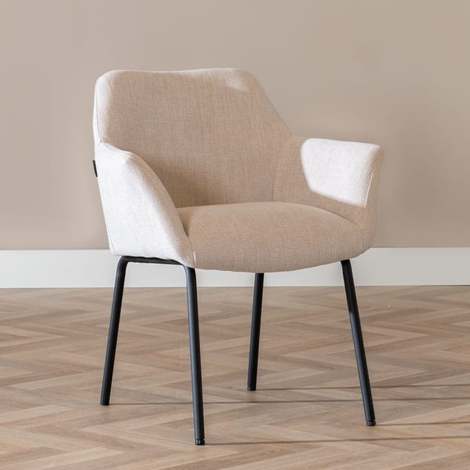 Bronx71® Scandinavische eetkamerstoel Sten gerecyclede stof beige - stoel
