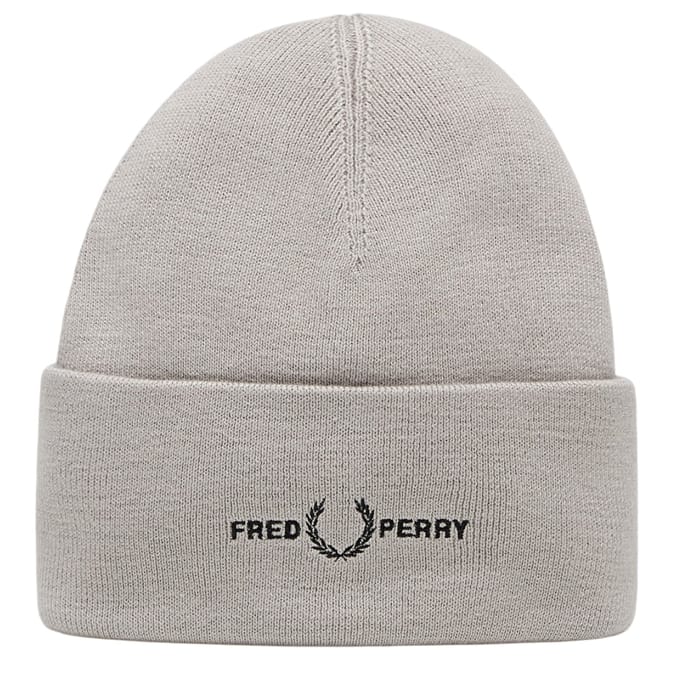 Fred Perry grafisch logo betongrijze muts