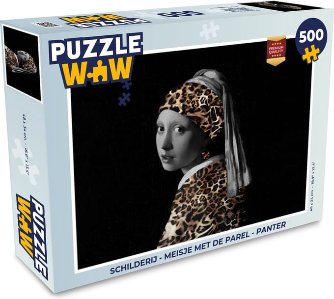 Puzzel Schilderij - Meisje met de parel - Panter - Legpuzzel - Puzzel 500 stukjes