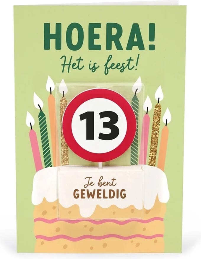 Verjaardagskaart met kaars | 13 jaar | Je bent geweldig