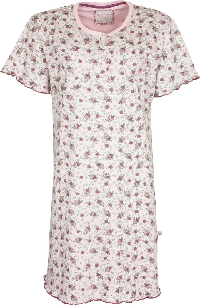 Tenderness Dames Nachthemd - Korte Mouwen - Katoen - Roze - Maat S