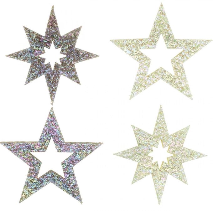 Decoratieve sterren voor knutselen geel, bruin schuimrubber 4cm 36 st,