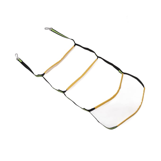 Boottouwladder 4 treden opvouwbare draagbare touwladder voor opblaasboot, kajak, motorboot black