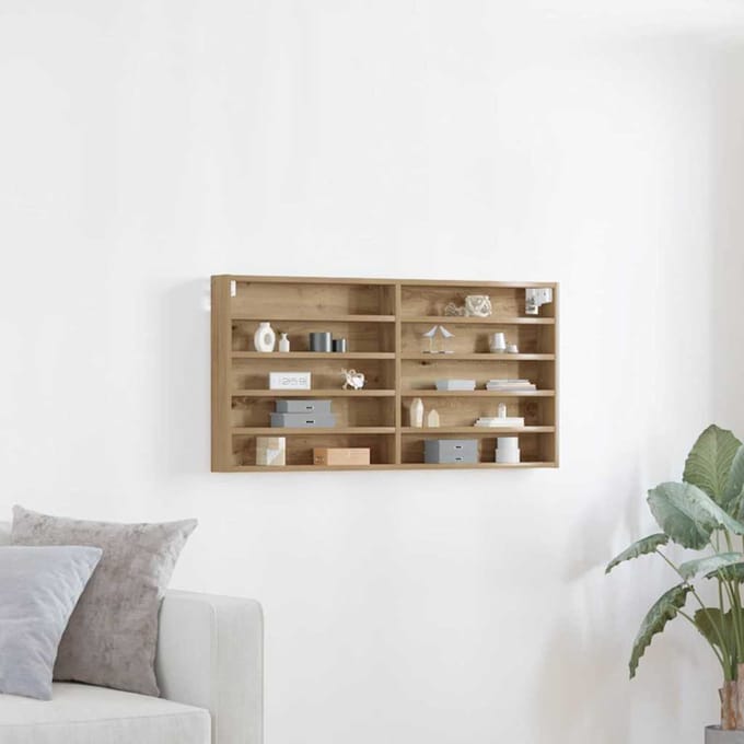 vidaXL - Display - Kast - Muurmontage - Artisan - Eiken - 100 - x - 8,5 - x - 50 - cm