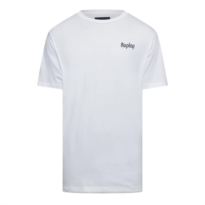 Replay Heren Logo Katoen Regular T-shirt (Wit)