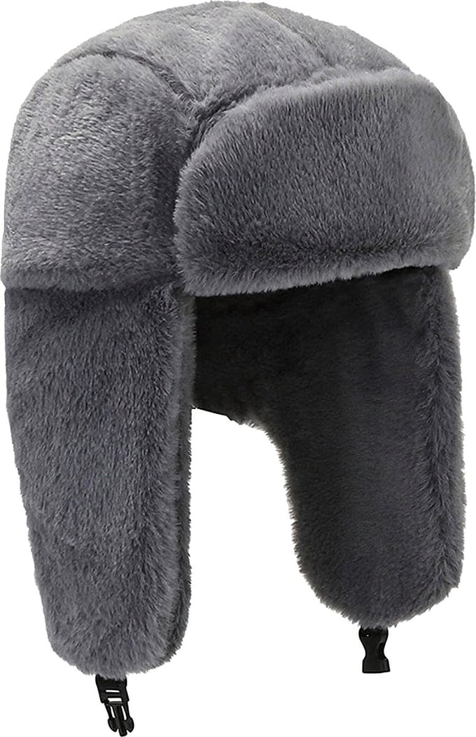 Somstyle Pilotenmuts - Russische Muts - Pluche Wintermuts Dames & Heren - Ushanka - Grijs