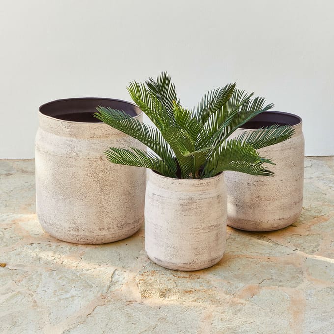 LOBERON Sierpot set van 3 Palivonde antiek crème/grijs