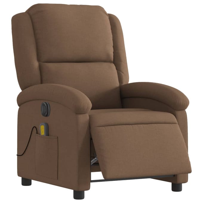 vidaXL - Massagestoel - elektrisch - verstelbaar - stof - bruin
