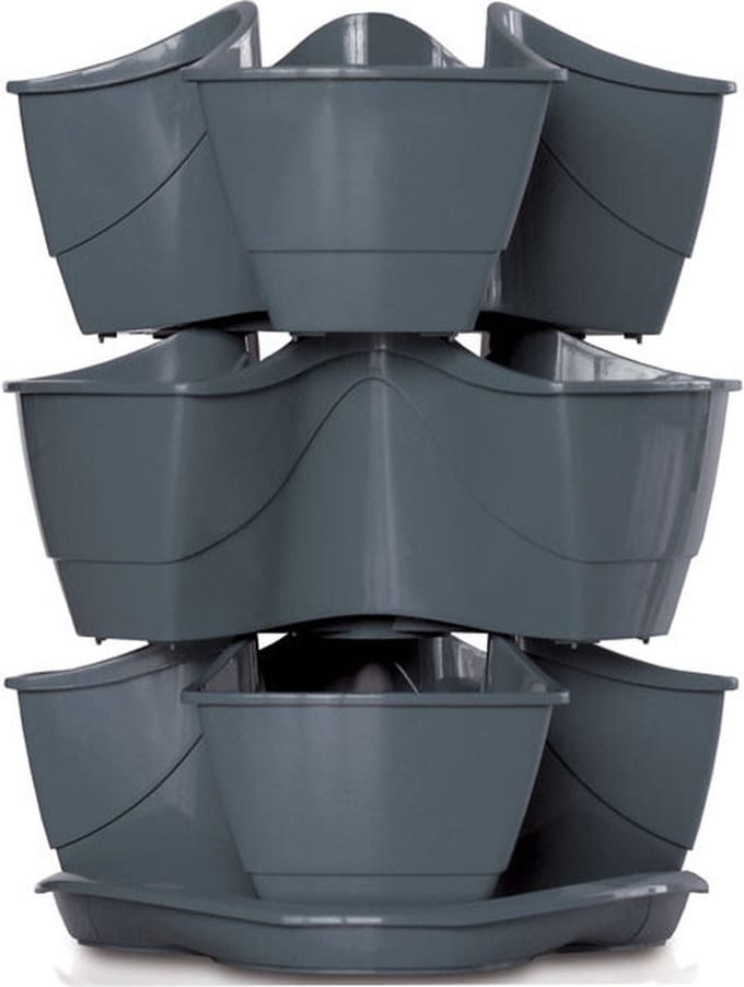 Prosperplast Coubi - Bloempot - Graphite - Strak Design - 30x30x38 cm - Stijlvolle Tuinaccessoire