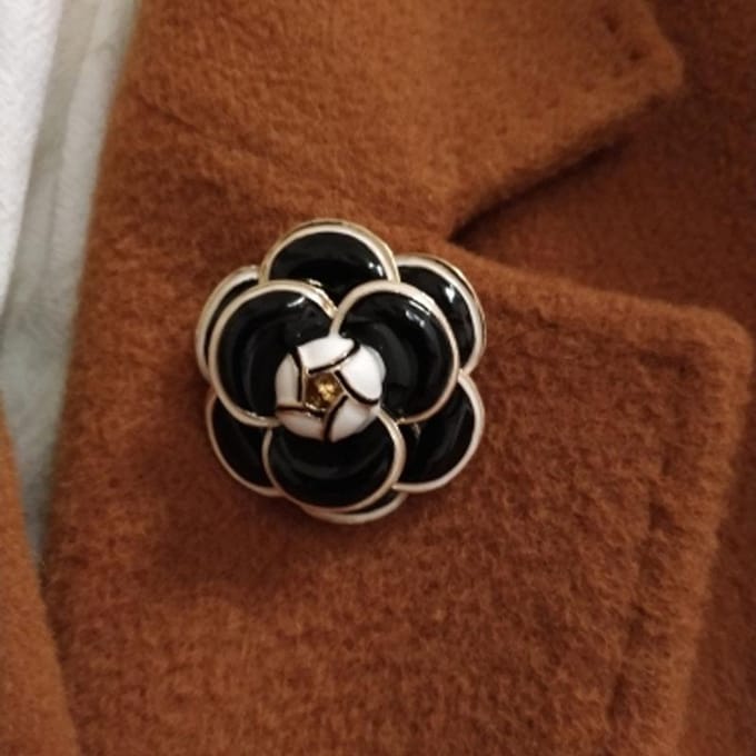 Grote camelia kledingaccessoires Broches zwart wit rode bloem vrouw speld broche sieraden cadeau black