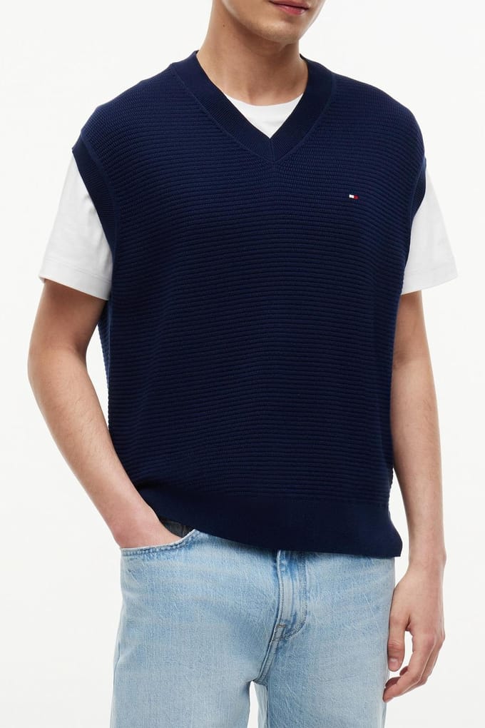 Tommy Hilfiger Seasonal Structure Carbon Navy Größe: M | Cardigans Outlet | Herren | Blau