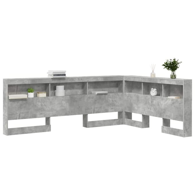 vidaXL - Opberghoofdbord - Beton - Grijs - Bewerkt - hout