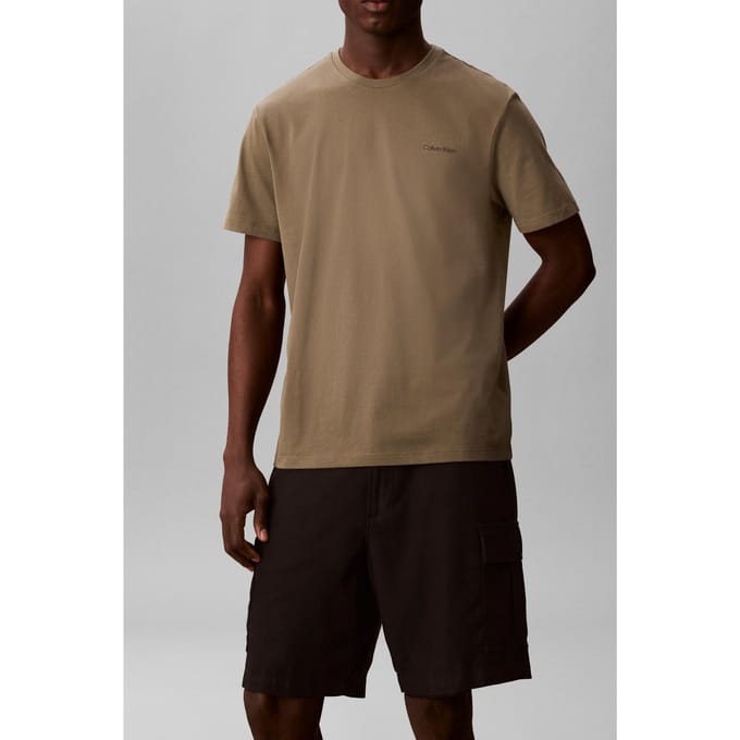 Calvin Klein Ss Micro Logo Crewneck Dusty Olive Taglia: M | Magliette basic Outlet | Uomo | Verde