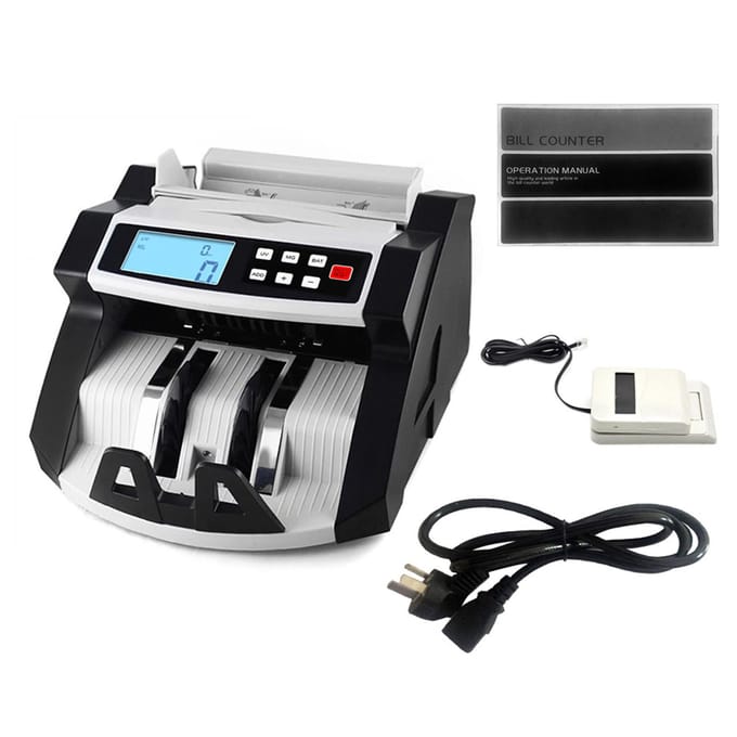 Compteur automatique de billets de banque multi-devises, Machine à compter les billets d'argent, affichage LCD avec UV MG US Plug gray