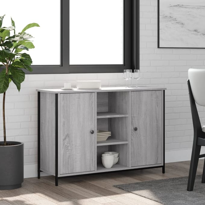 vidaXL - Dressoir - 100x35x70 - cm - bewerkt - hout - grijs - sonoma