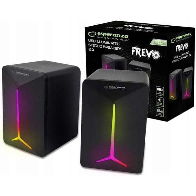 Esperanza Rainbow Frevo EGS105 2.0 computerluidsprekers met LED-achtergrondverlichting, 5 W