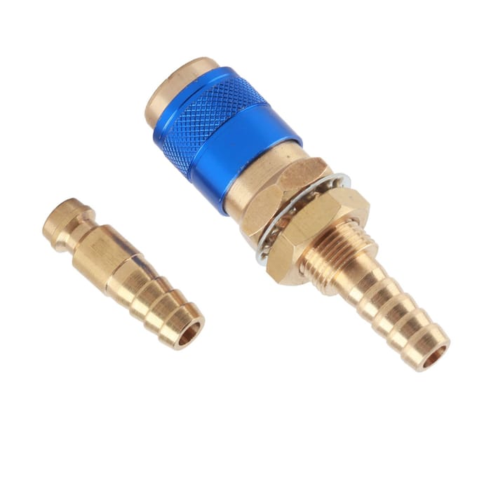 8mm Lasbranderslang Adapter Messing Connector Snelkoppeling Fitting Kit voor MIG TIG Laspistool Blauw