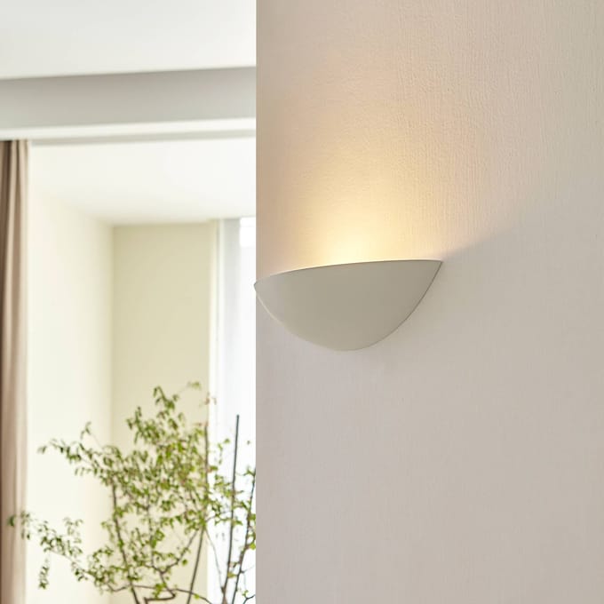 Lindby - Wandlamp - 1licht - gips, metaal - H: 10 cm - E27 - wit