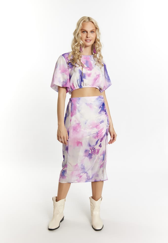 IZIA Blouse met tie-dye-patroon Dames Lila veelkleurig