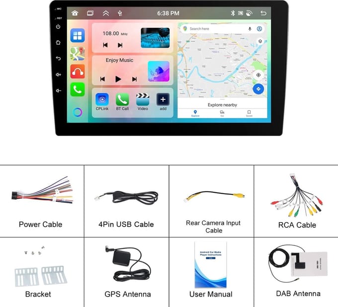 Wentinkmo Carplay 9 inch 2Din 4 - 64G autoradio draadloze - Bluetooth autoradio