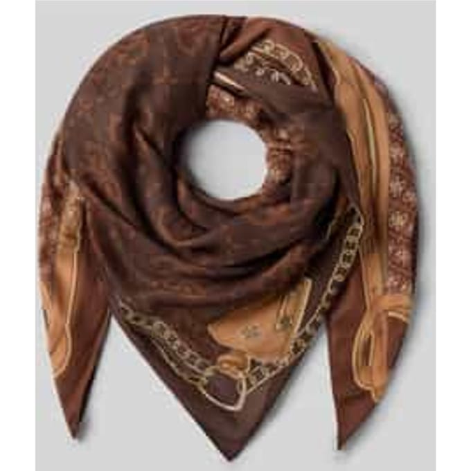 Guess Lindsey Printed Kefiah 120x120 Sjaals Dames - Bruin - Maat ONESIZE