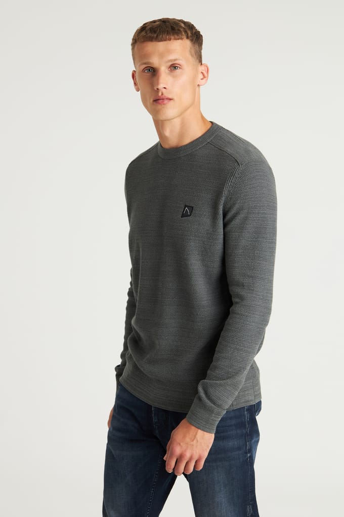 CHASIN Basal Mixed Pullover Volcanic Ash Maat: S | Sweaters Outlet | Heren | Grijs